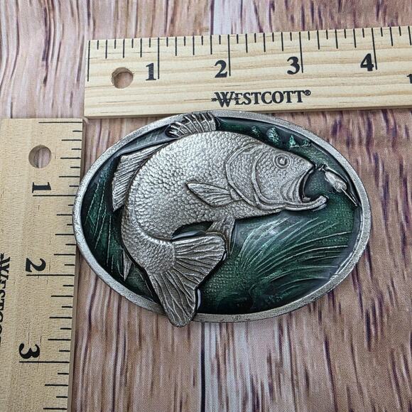Vintage 1977 Bergamot Brass Works Bass Fish Belt Buckle Made In USA Fishing Gift - Picture 12 of 13